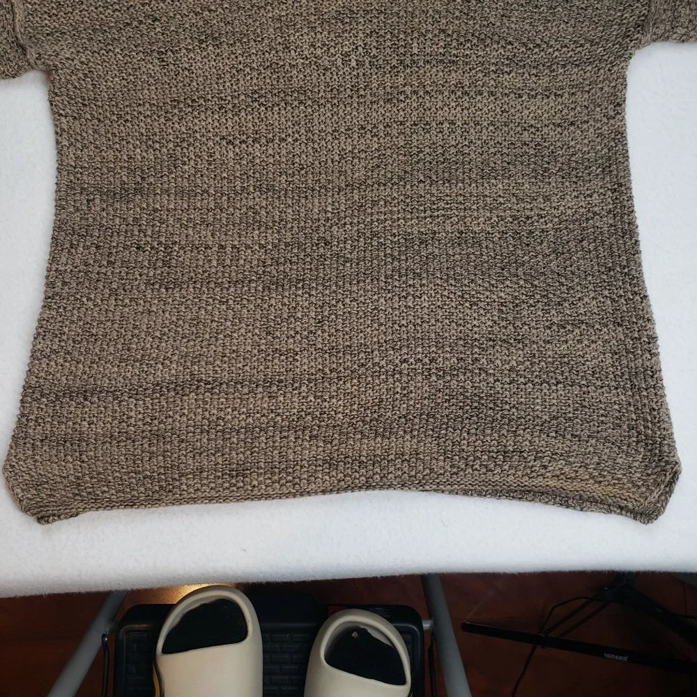 GAP Womens 90s Chunky Knit Crew Neck Sweater Linen Size Medium Oatmeal Neutral - Picture 15 of 16